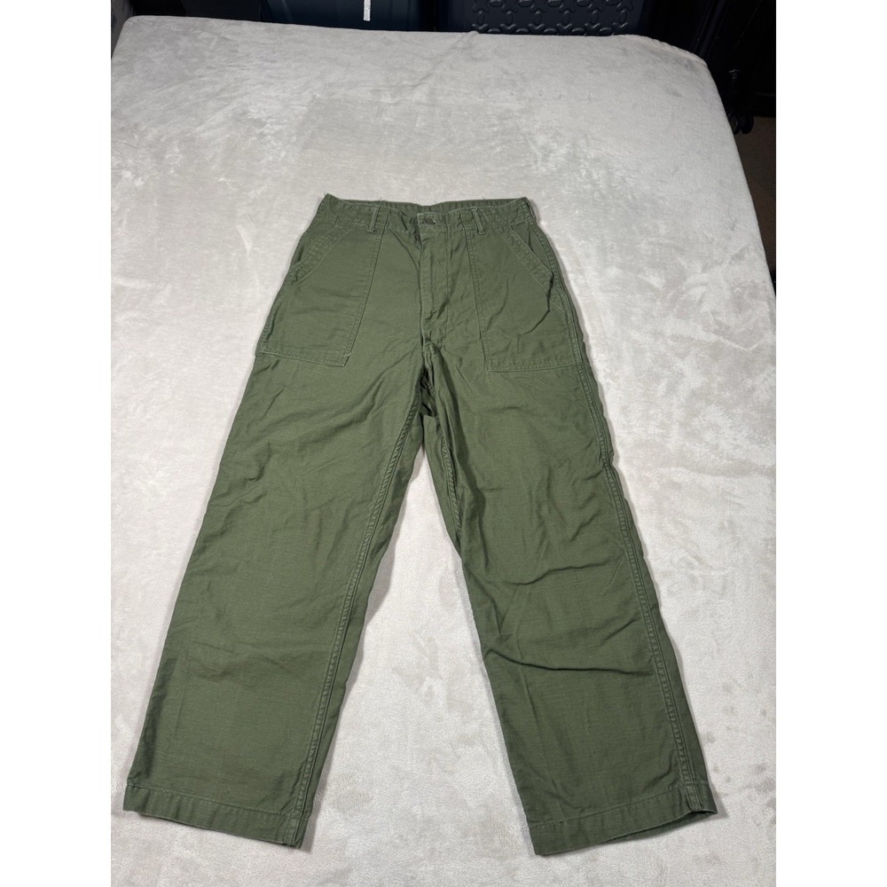 Vintage 60s OG 107 Pants Size 32x33 (Fit 28x25) Green Sateen Type 1 Zipper Fly
